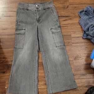 White House Black Market Wide Leg Gray Jeans